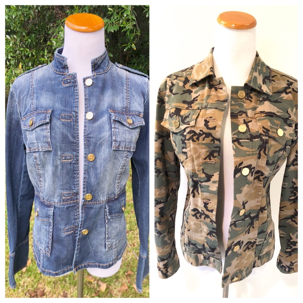 2 EUC TORY BURCH military jackets 4 & 6 camo Jean